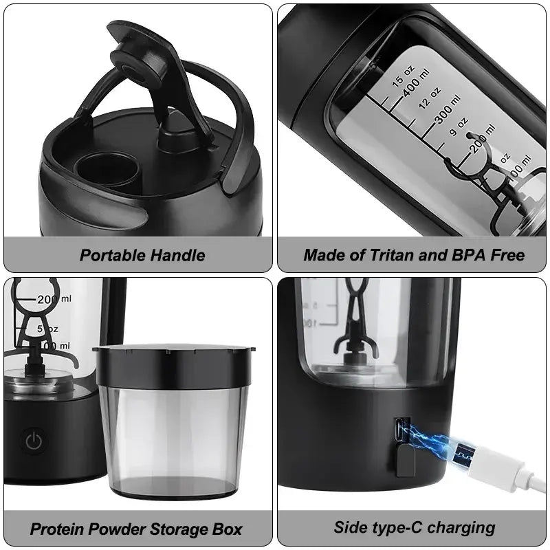 Electric Portable Protein Shaker Bottle