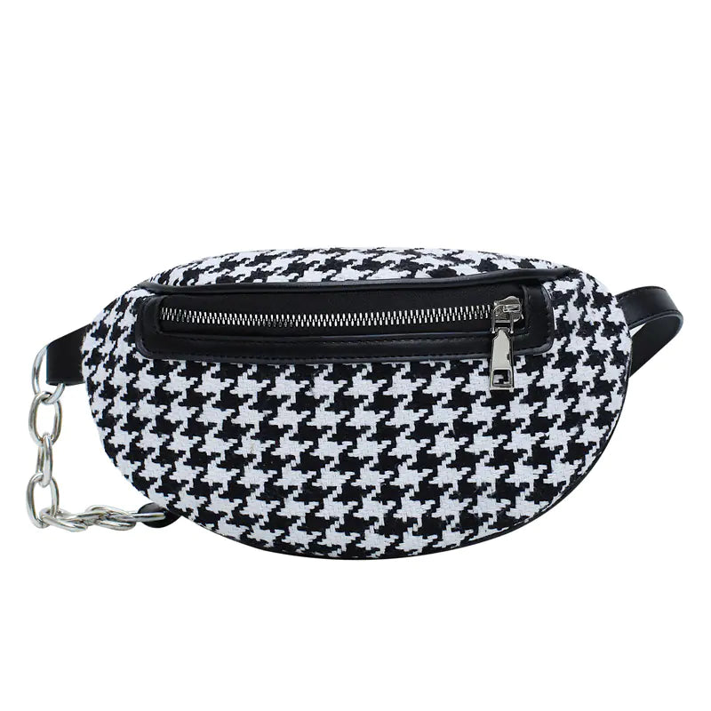 Fashionable Houndstooth Crossbody Chest Bag