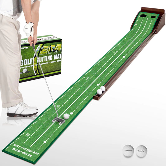 Elegant Indoor Golf Putting Mat with Ball Return