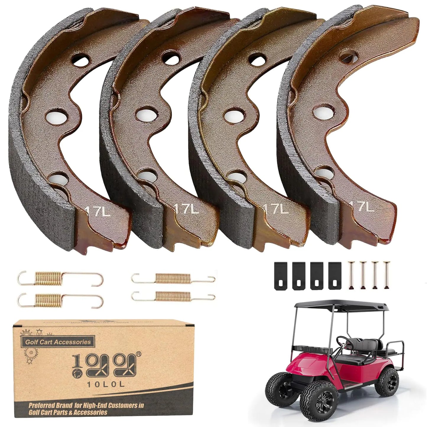 Golf Cart Brake Shoes Kit for Club Car DS & Carryall 1981-1994 OEM 101146302 101880701 EZGO XI-Serial 1983-1986 Yamaha G1 1978-1980 etc