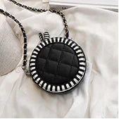 Stylish Quilted Chain Crossbody Round Bag
