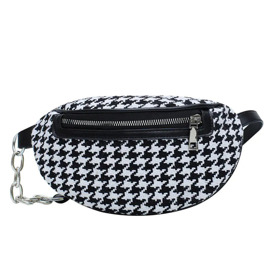 Fashionable Houndstooth Crossbody Chest Bag