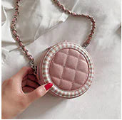 Stylish Quilted Chain Crossbody Round Bag