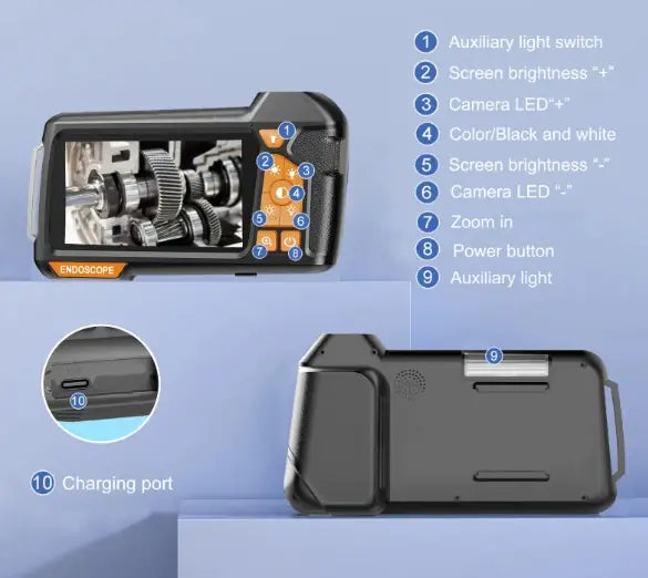 Handheld Single Lens With Screen Endoscope