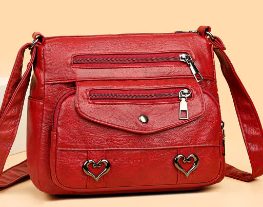 Genuine Leather Crossbody Bag with Multiple Pockets (One Piece)