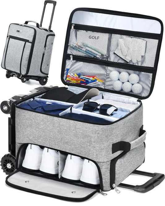 CAB55 Golf Trunk Organizer with 4 Wheels 2 Layer Waterproof Car Golf Organizer