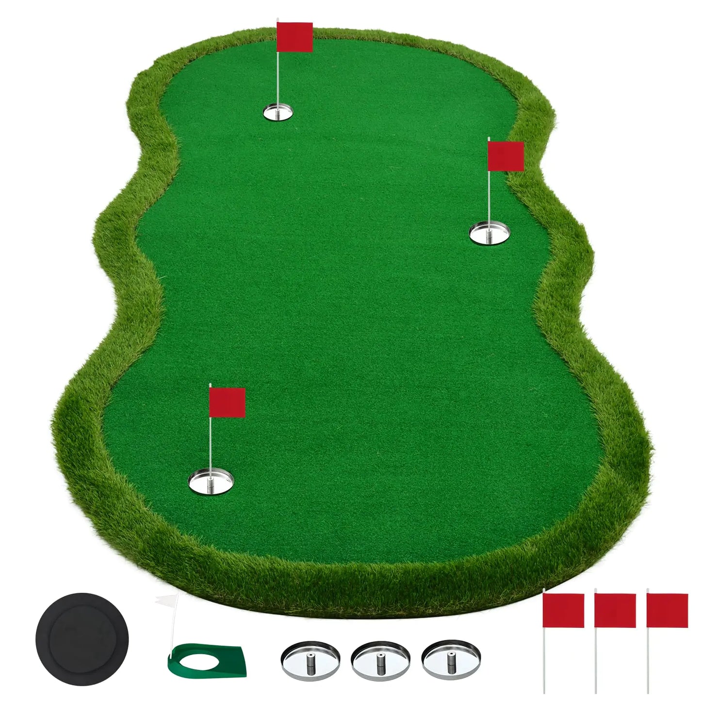 Undulating Indoor Putting Green with Flags