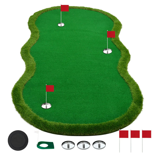 Undulating Indoor Putting Green with Flags